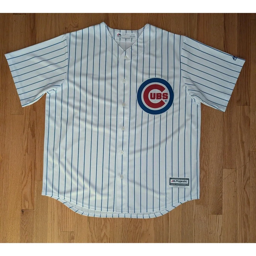 Majestic Chicago Cubs Anthony Rizzo #44 Cool Base Pinstripe Jersey Men’s XL